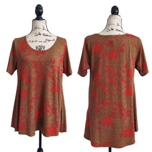 NWOT LulaRoe Floral Classic Tunic Top Short Sleeve S